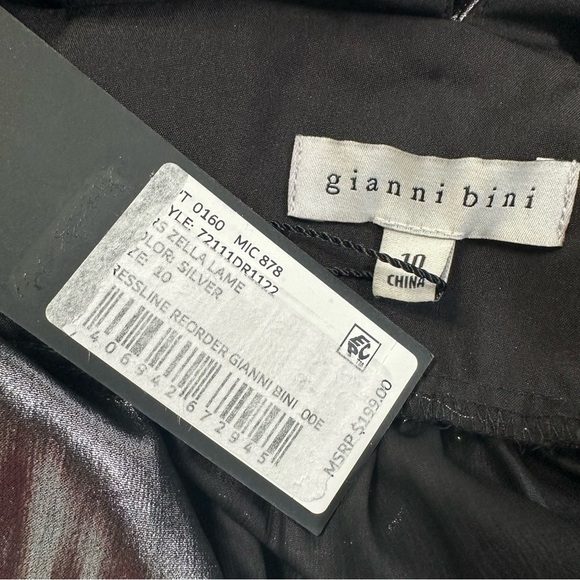 NEW Gianni Bini Zella Metallic Lame Plunging V-Back Front Slit Gown Maxi Dress - Picture 15 of 16